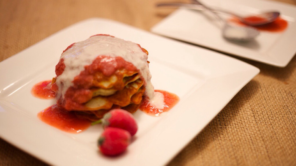 Pancakes with Strawberry Ginger Syrup